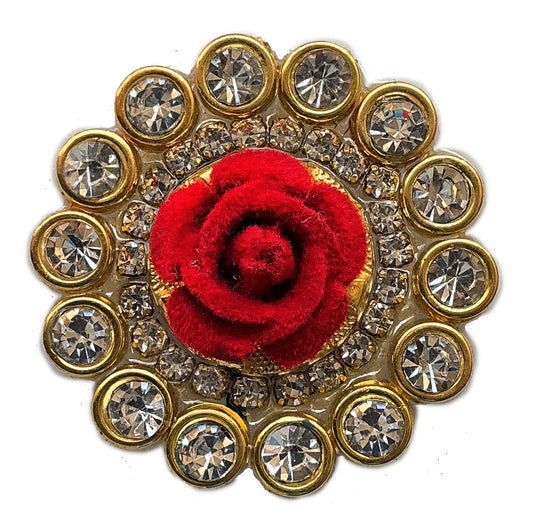 Red Velvet Floral Diamond Resin Buti – Designer Patch for Dress Decoration