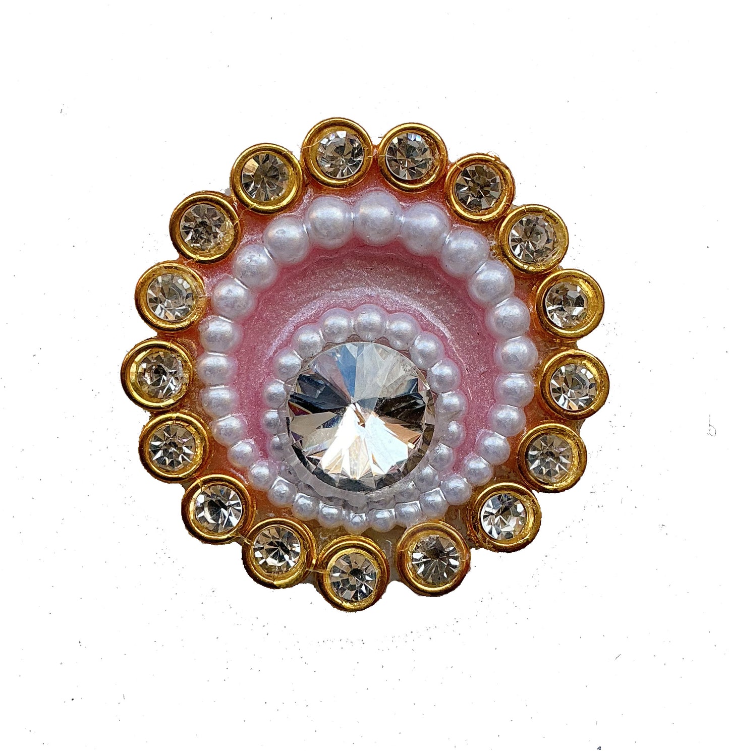 Pink Pearl Stone Kundan Buti Patch✨ – Designer Round Embellishment for Lehenga & Blouse - Radhe Shringar
