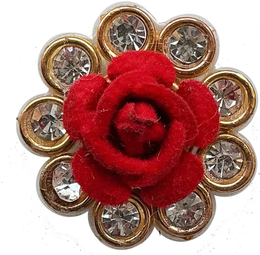 Mini Red Rose Kundan Buti Patch ✨ – Designer Floral Embellishment for Blouse & Lehenga - Radhe Shringar