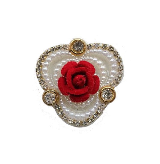 Heart Shape Pearl Rose Kundan Buti Patch ✨ – Designer Embellishment for Lehenga & Blouse - Radhe Shringar
