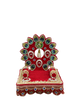 Laddu Gopal Singhasan Red Velvet Peacock Feather Design With Round Back Frame – 6 8 10 12 Inch