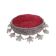 Laddu Gopal Round Asan Red Velvet With Pearl Tassel & Crystal Lace Border – Single Size