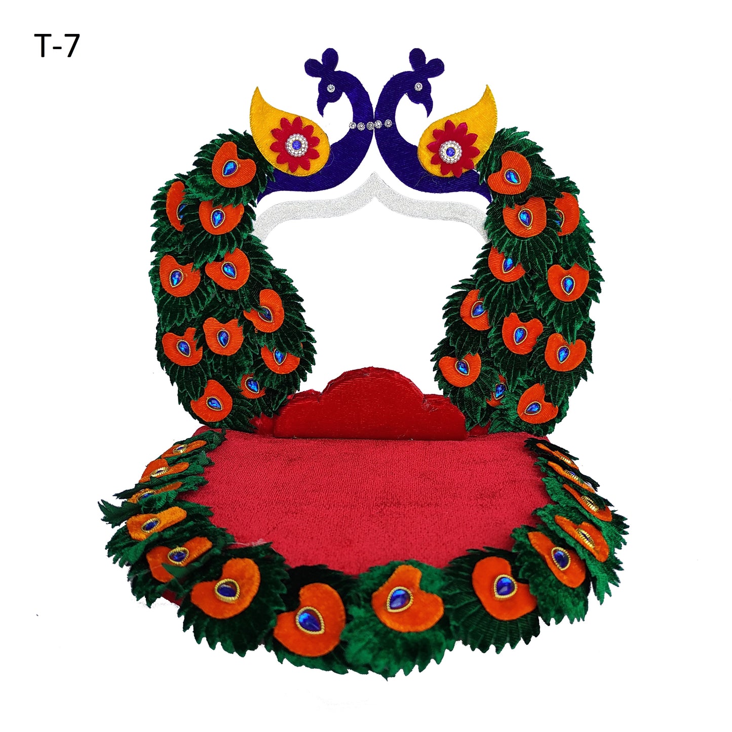 Royal Double Peacock Arch Laddu Gopal Singhasan ✨ – Designer Velvet Bed for Bal Gopal