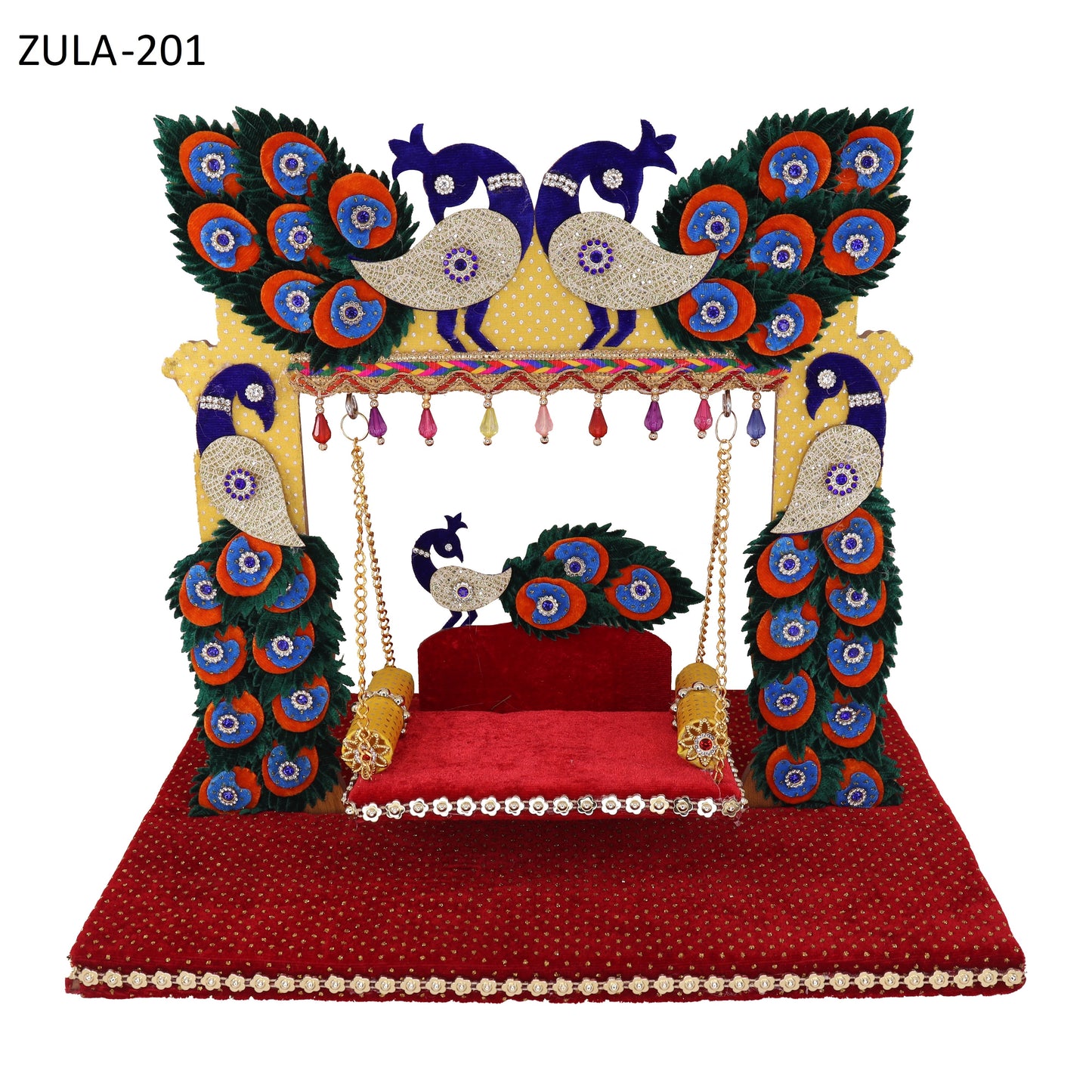 Peacock Design Laddu Gopal Jhula ✨ – Royal Designer Swing for Bal Gopal - Radhe Shringar