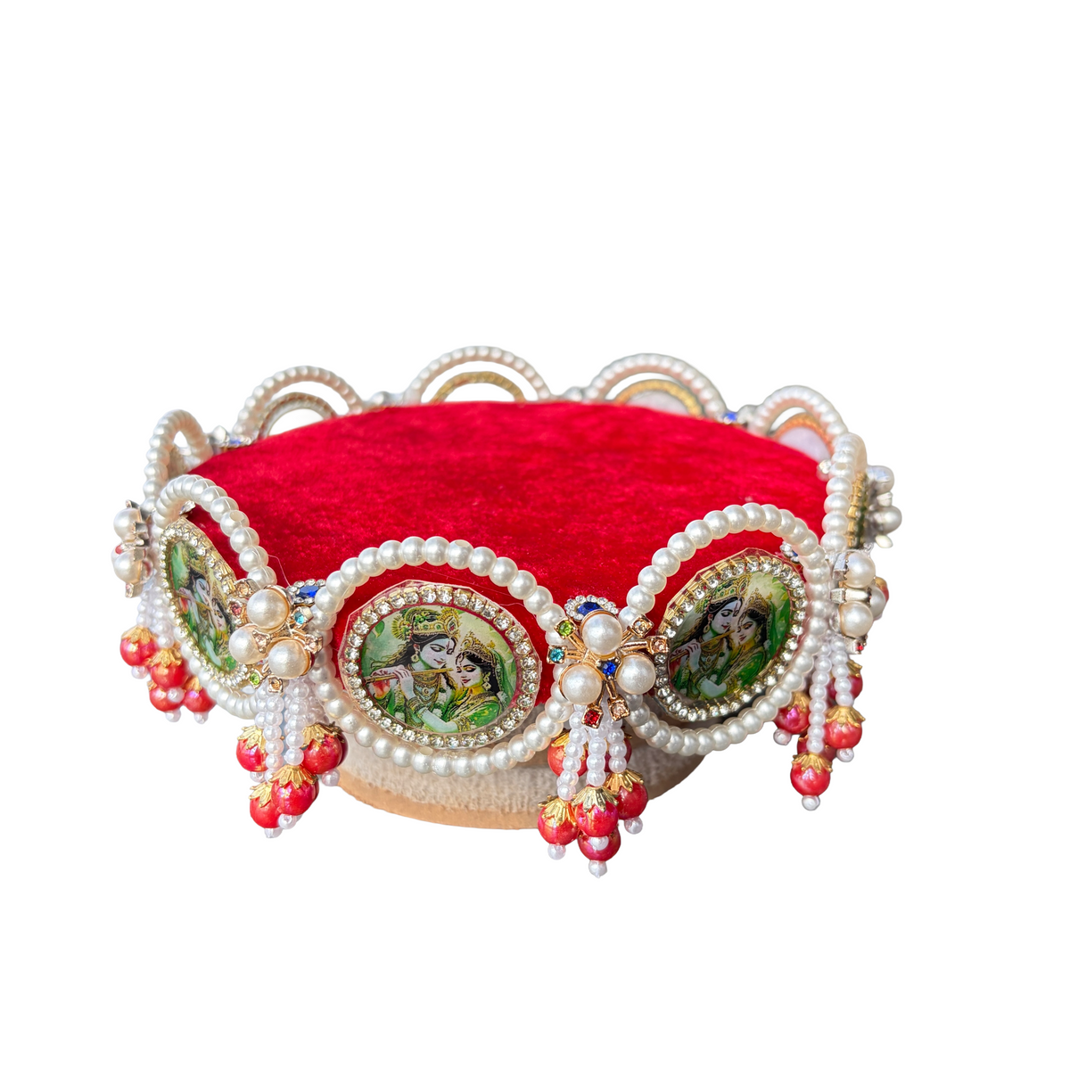 Red Velvet Radha Krishna Asan for Laddu Gopal ✨