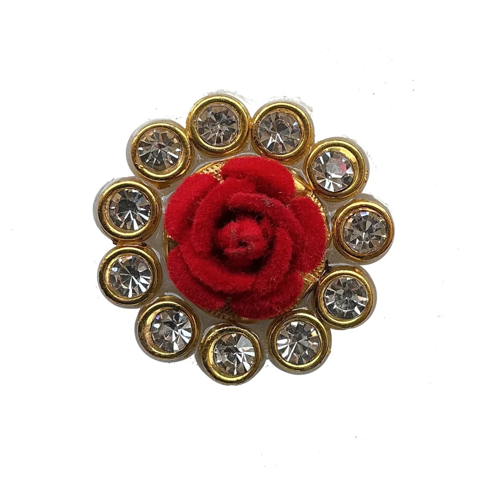 Red Rose Stone Kundan Buti Patch – Designer Floral Embellishment for Lehenga & Blouse - Radhe Shringar