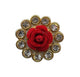 Red Rose Stone Kundan Buti Patch – Designer Floral Embellishment for Lehenga & Blouse