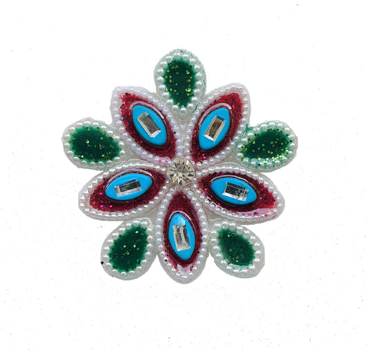 Multicolor Floral Pearl Kundan Buti Patch ✨  – Designer Embellishment for Lehenga & Blouse