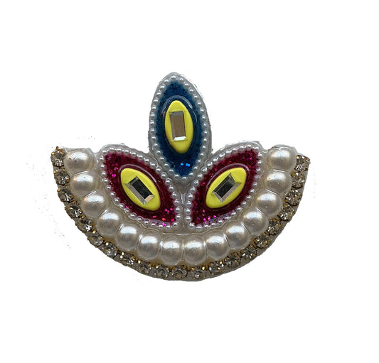 Crescent Pearl Multicolor Kundan Buti Patch ✨  – Designer Embellishment for Lehenga & Blouse