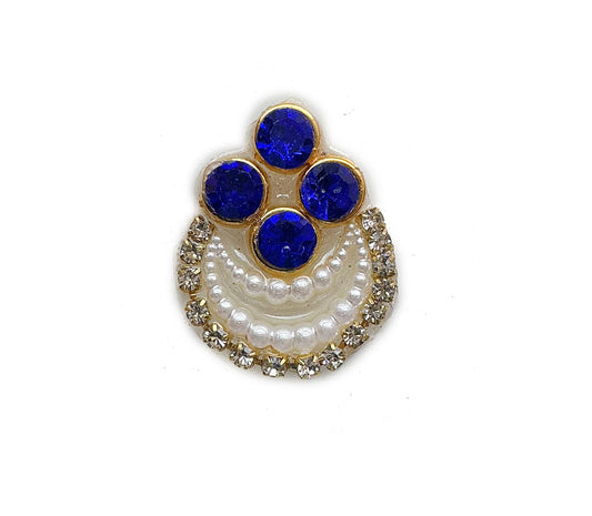 Blue Stone Kundan Buti Patch ✨  – Designer Pearl Embellishment for Lehenga & Blouse