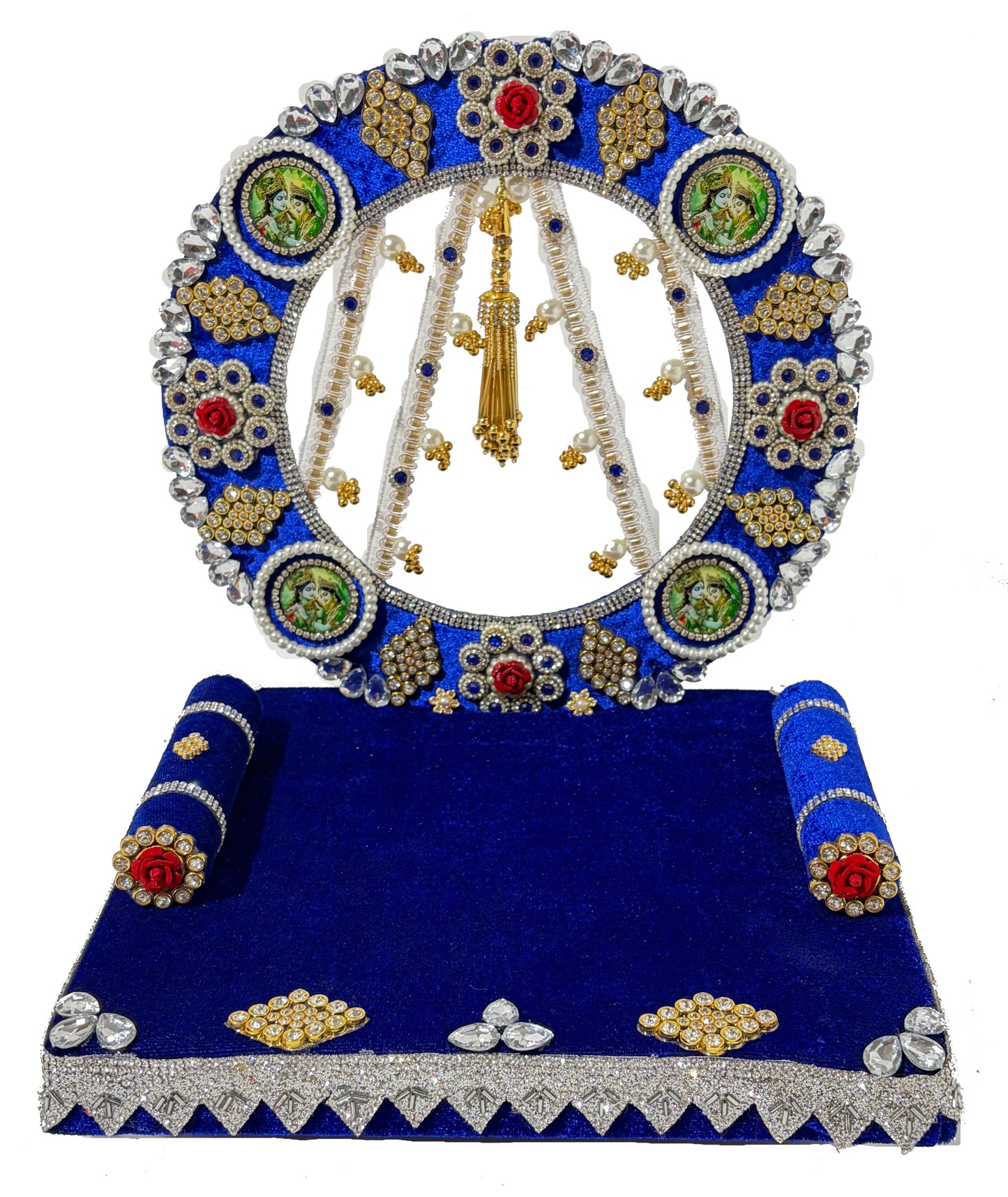 Royal Blue Velvet Laddu Gopal Singhasan