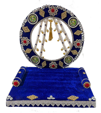 Royal Blue Velvet Laddu Gopal Singhasan