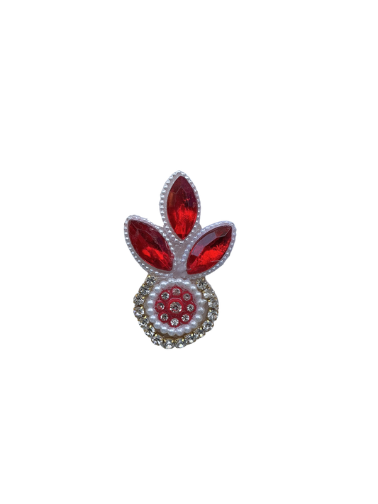 Elegant Red Kundan Floral Buti Patch ✨