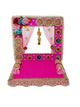 Laddu Gopal Singhasan Pink Velvet With Mandir Style Back Frame & Curtain – 6 8 10 12 Inch