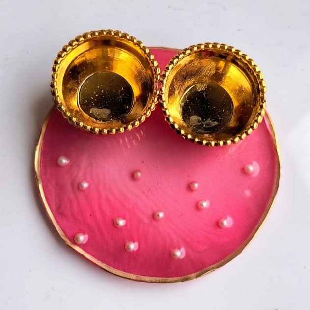 Pink Pearl Mini Resin Pooja Thali (3 Inch) ✨