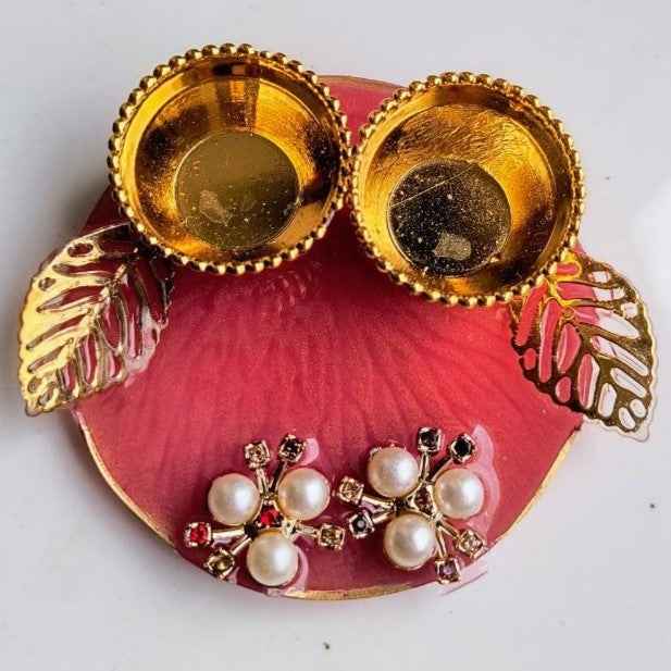 Red Kundan Flower Mini Resin Pooja Thali (3 Inch) ✨