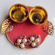 Red Kundan Flower Mini Resin Pooja Thali (3 Inch) ✨