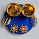 Royal Blue Crystal Flower Mini Resin Pooja Thali (3 Inch) ✨