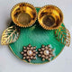 Emerald Green Crystal Flower Mini Resin Pooja Thali (3 Inch) ✨