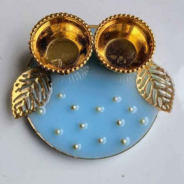 Sky Blue Pearl Mini Resin Pooja Thali (3 Inch) ✨