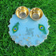 Sky Blue Mor Pankh Swastik Resin Pooja Thali (4 Inch) ✨