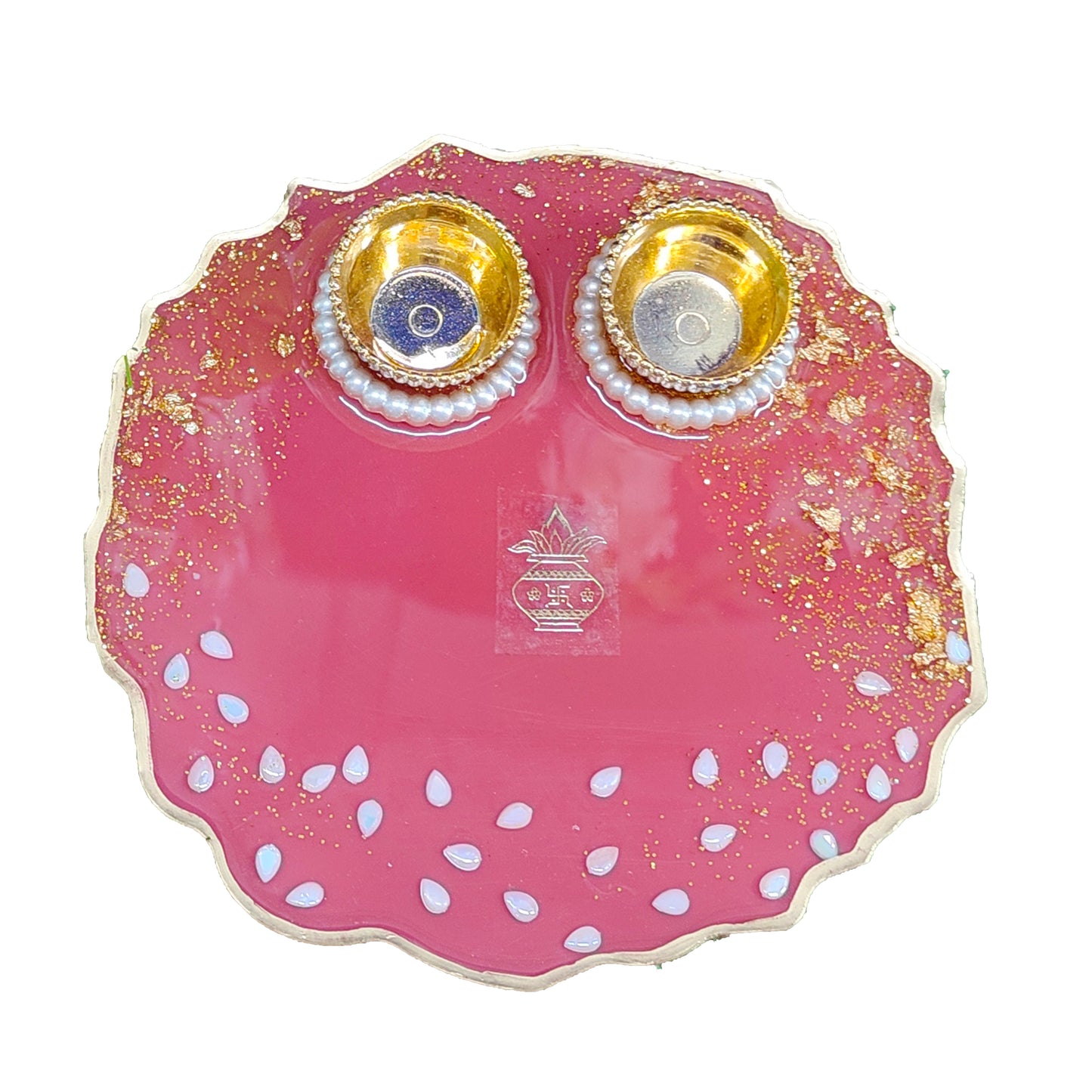 Pink Kalash Resin Pooja Thali (6 Inch)