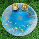 Sky Blue Gold-Flake Ganesha Resin Pooja Thali (6 Inch) ✨