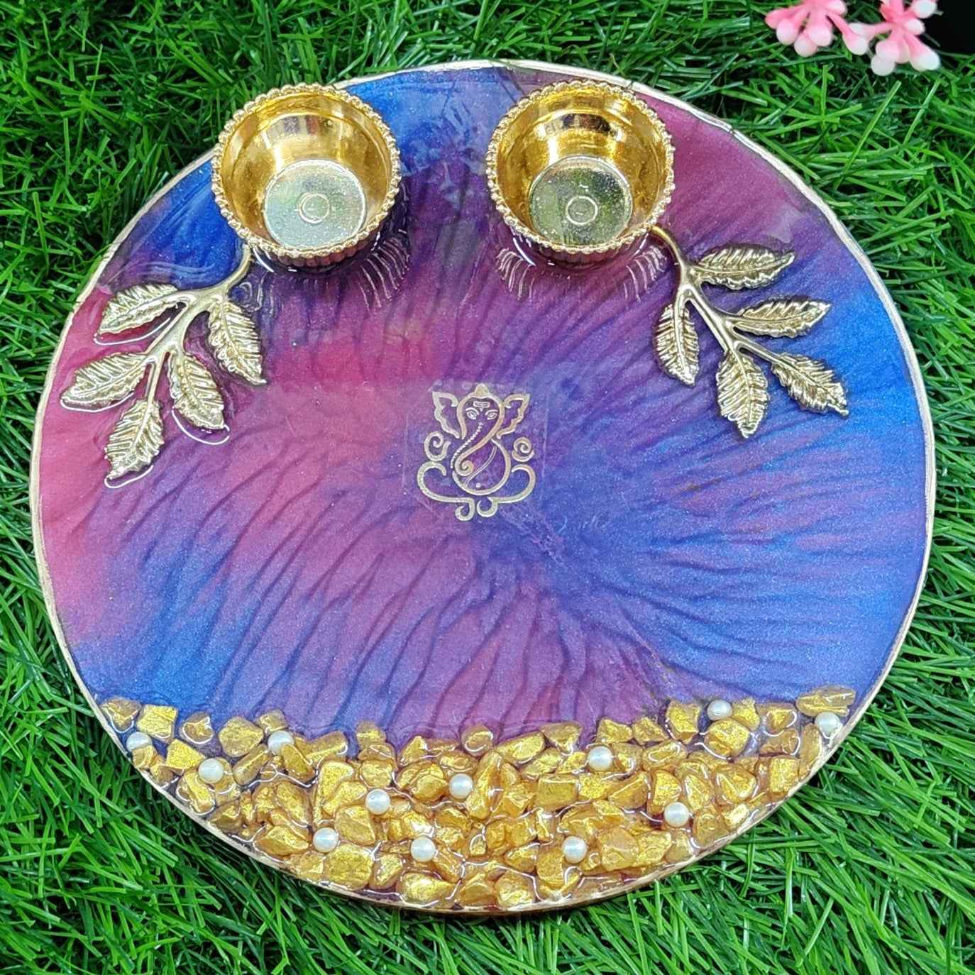 Twilight Citrine Ganesha Resin Pooja Thali (6 Inch) ✨