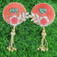 Coral Red Floral Shubh Labh Door Hanging (Pair) ✨