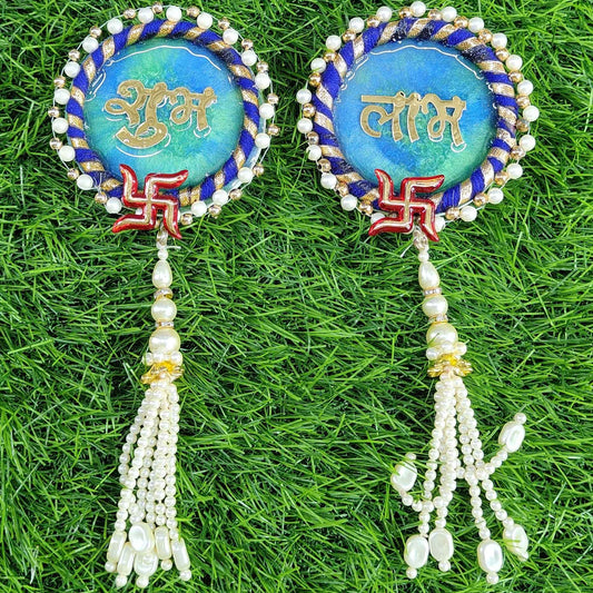 Teal Swastik Gota Shubh Labh Door Hanging (Pair) ✨