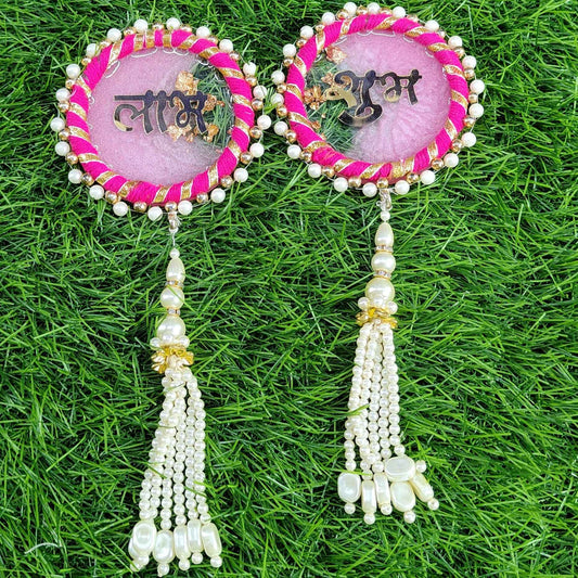 Pink Gota Shubh Labh Resin Door Hanging (Pair) ✨