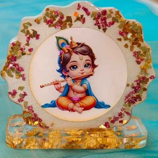 Bal Krishna Flute Resin Photo Frame Idol Stand ✨