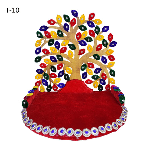Tree Design Laddu Gopal Singhasan ✨ – Artistic Velvet Bed for Bal Gopal