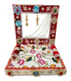 Laddu Gopal Singhasan White Red Velvet Decorated Seat With Back Frame – 6 8 10 12 Inch