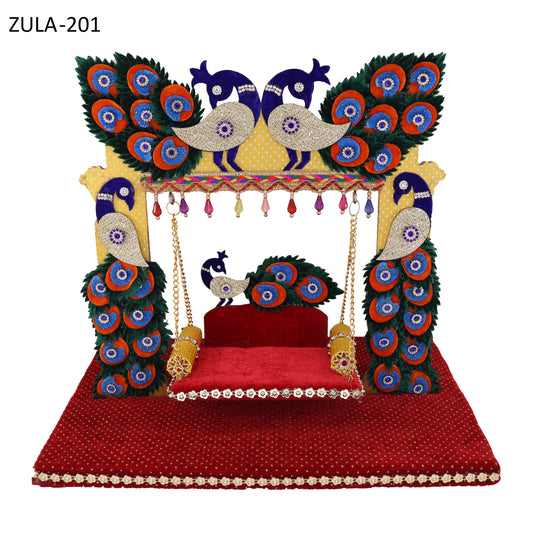 Peacock Design Laddu Gopal Jhula ✨ – Royal Designer Swing for Bal Gopal