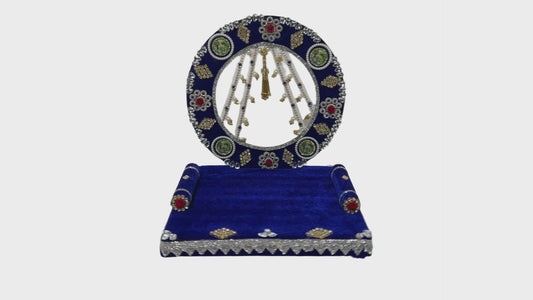 Royal Blue Velvet Laddu Gopal Singhasan